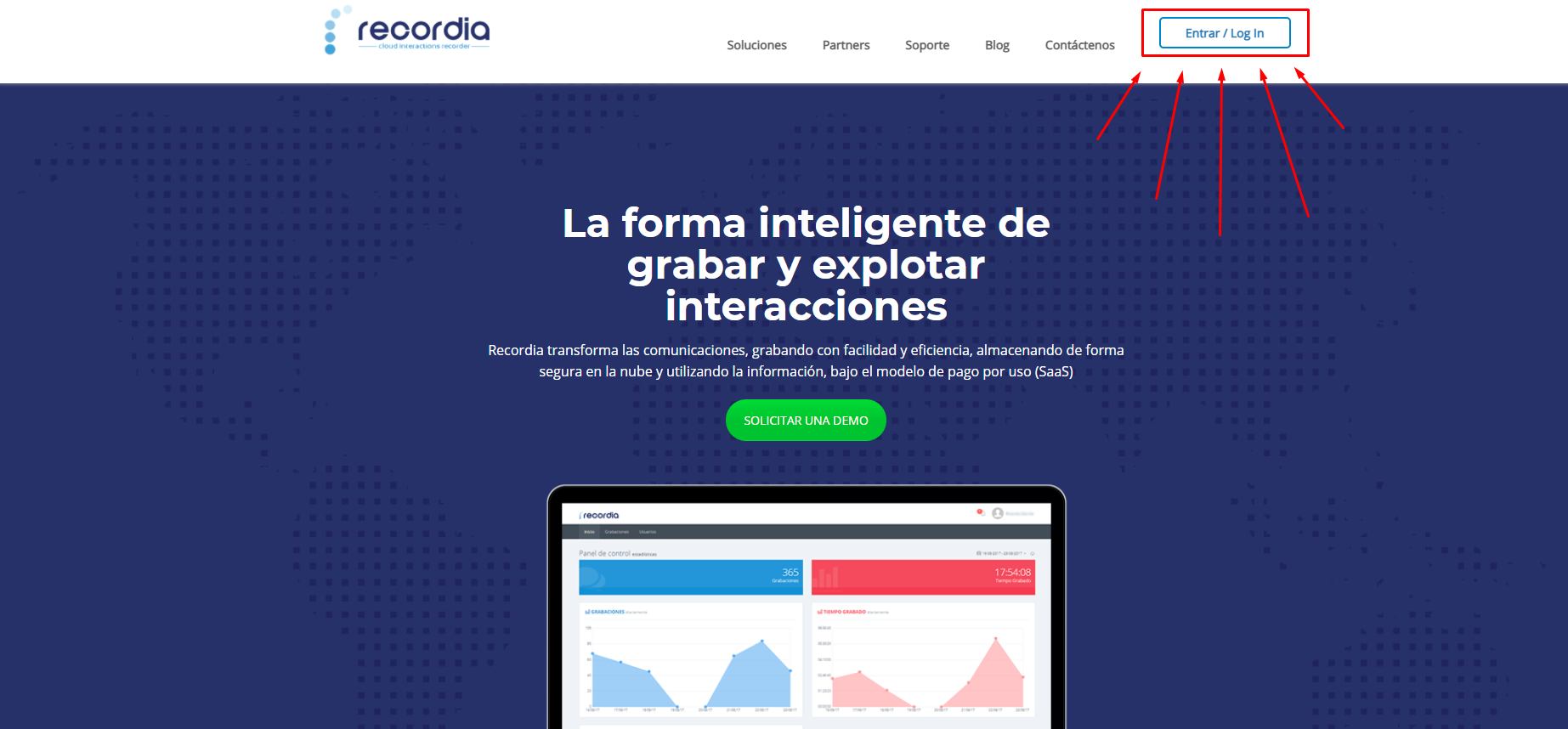 Recordia sign-in screen